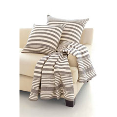 Rugby Stripe Charcoal Woven Cotton Throw | Gracious Style